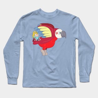 Finn and Jake on Giant Parrot Long Sleeve T-Shirt